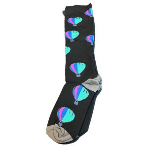 Compression Women Socks Nurse Travel Knee High Colorful Hot Air Balloons S/M NEW